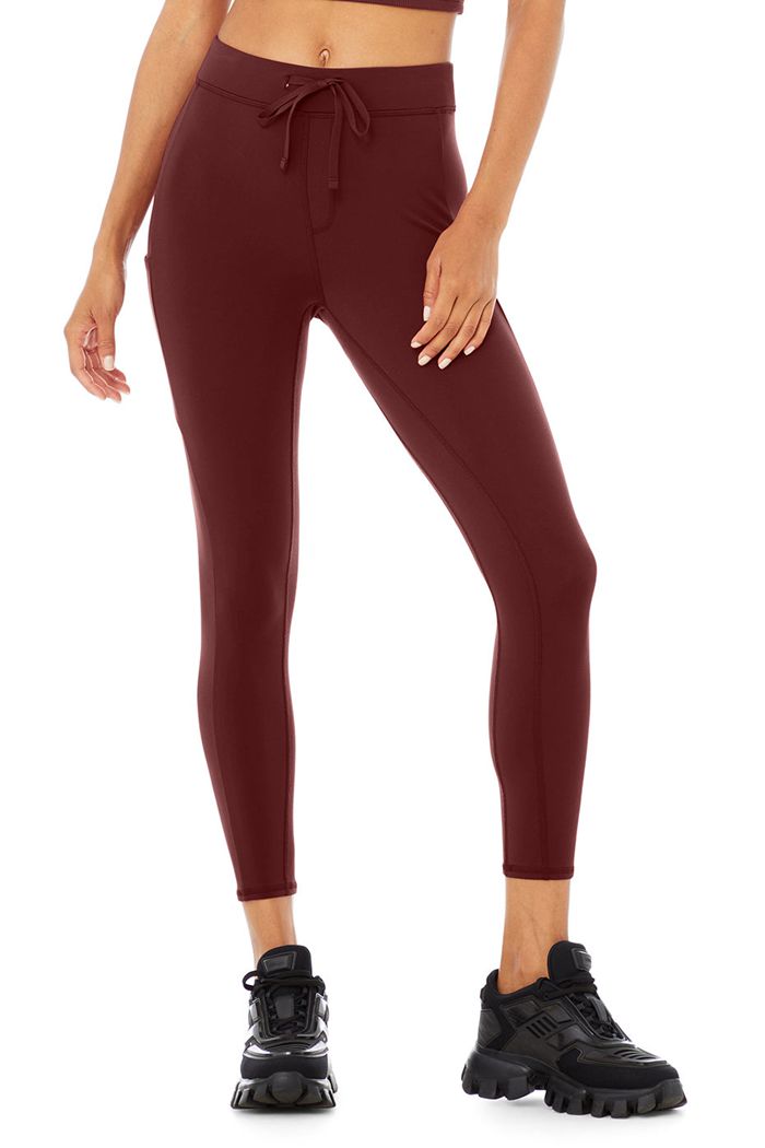 Alo Yoga 7/8 High-Midja Checkpoint Leggings Dam Röda | 9218036-JY