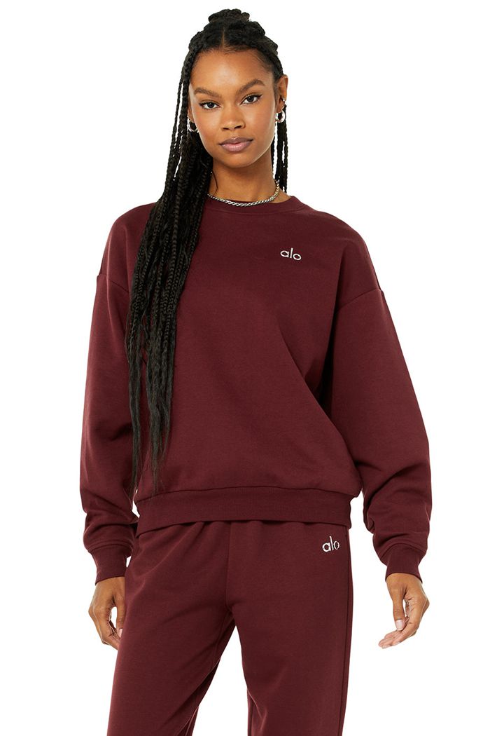 Alo Yoga Accolade Crew Neck Sweatshirt Dam Röda | 7360948-PW