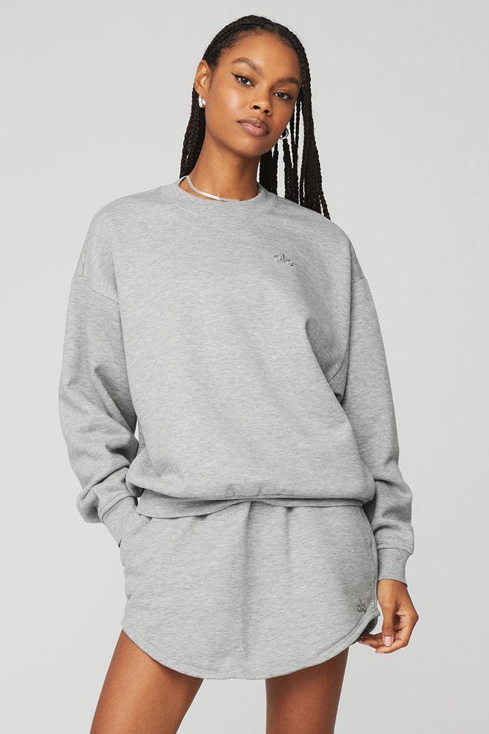 Alo Yoga Accolade Crew Neck Sweatshirt Dam Grå | 7485963-TL