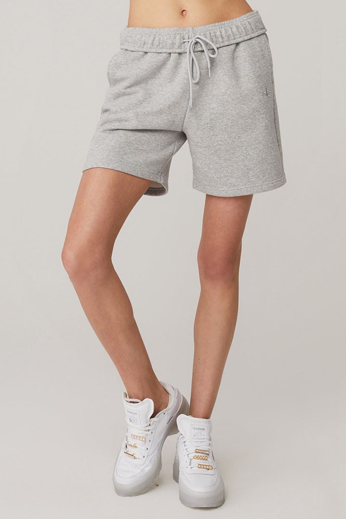 Alo Yoga Accolade Sweat Short Dam Grå | 6814057-KQ