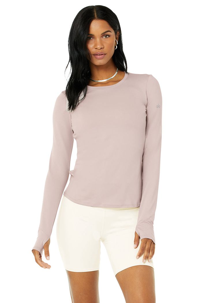 Alo Yoga Alosoft Finesse Long Sleeve Dam Rosa | 1728906-DB