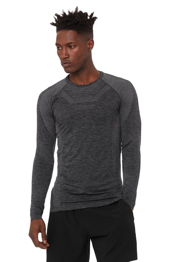 Alo Yoga Amplify Seamless Long Sleeve Herr Svarta | 3016729-KZ