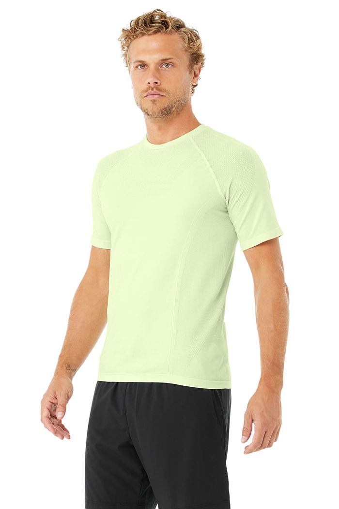 Alo Yoga Amplify Seamless Tee Short Sleeve Herr Gröna | 2074138-LO