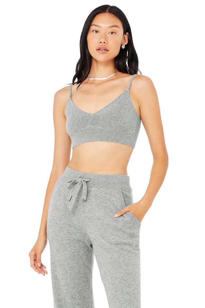 Alo Yoga Cashmere Jet Set BH Dam Grå | 3045671-RN