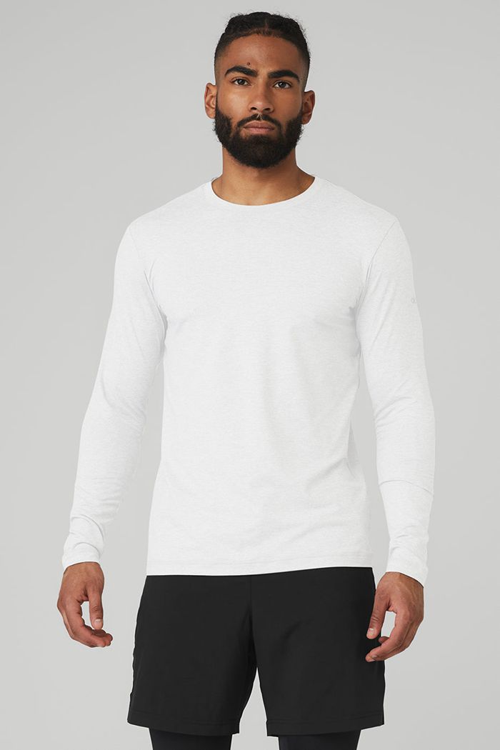 Alo Yoga Conquer Reform Crewneck Long Sleeve Herr Vita | 2378194-HJ