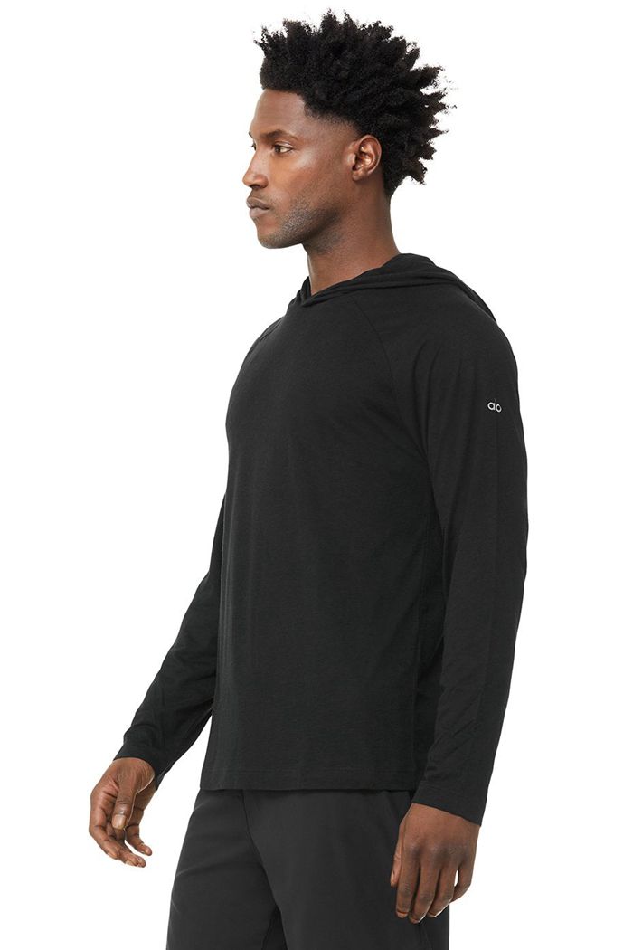 Alo Yoga Core Hooded Runner Hoodie Herr Svarta | 7954621-LW