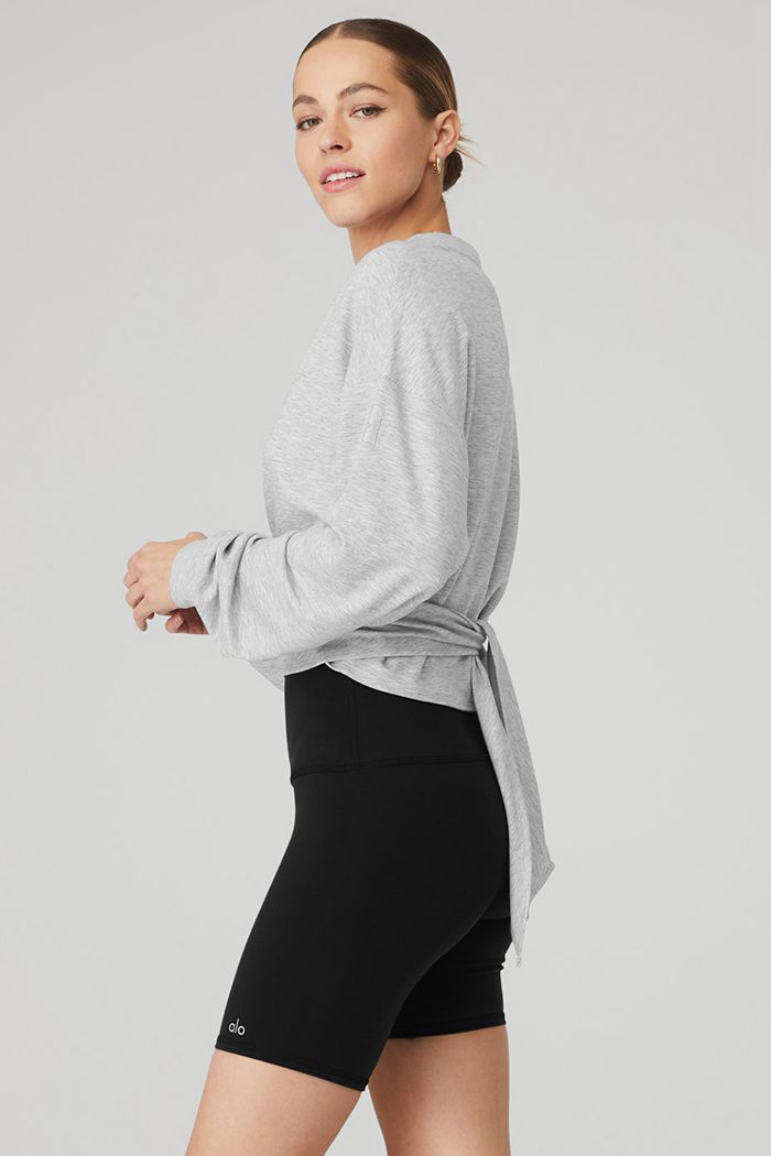 Alo Yoga Dreamy Wrap Sweatshirt Dam Grå | 7291486-ZO