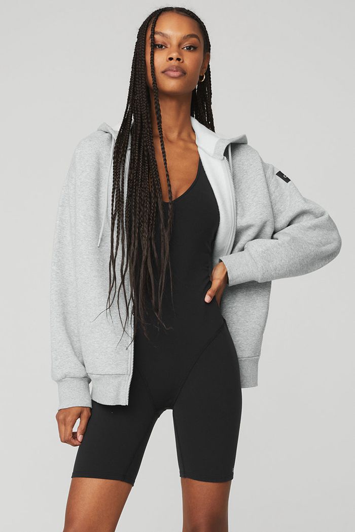 Alo Yoga Everyday Full Zip Hoodie Dam Grå | 5934016-CY