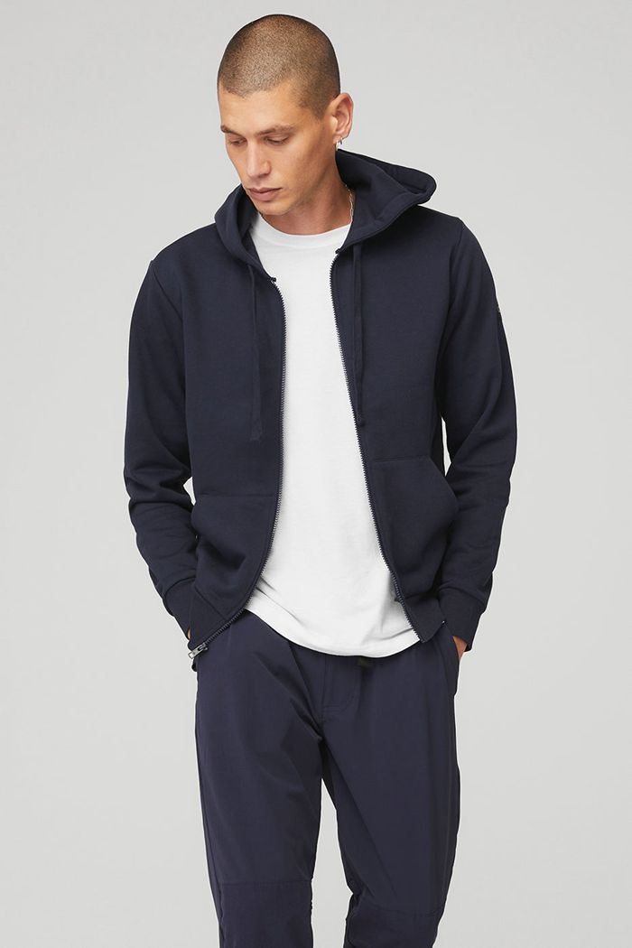 Alo Yoga Everyday Full Zip Hoodie Herr Svarta | 8342069-ZV