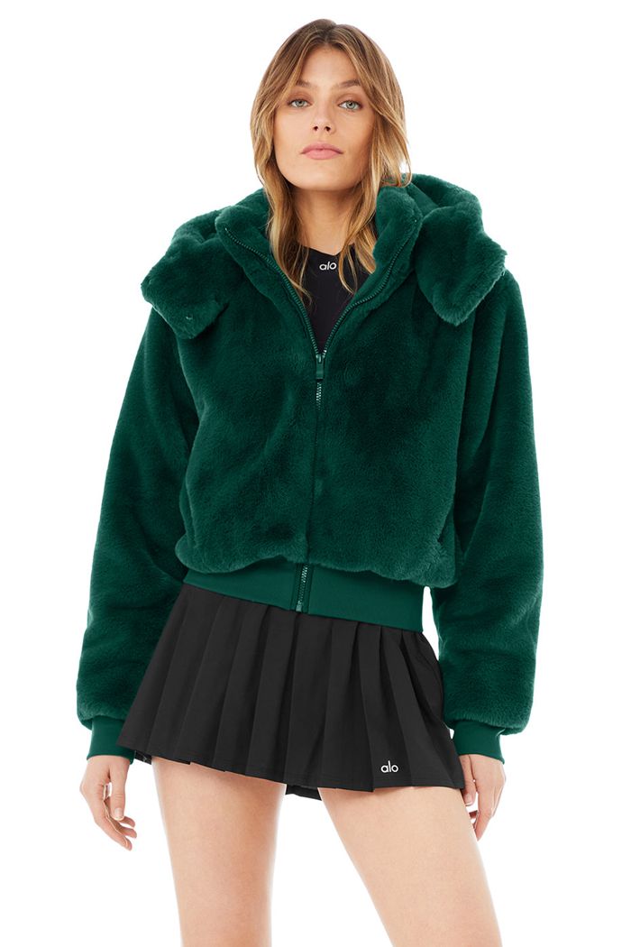 Alo Yoga Faux Fur Foxy Jacka Dam Mörkturkos | 1549637-UJ