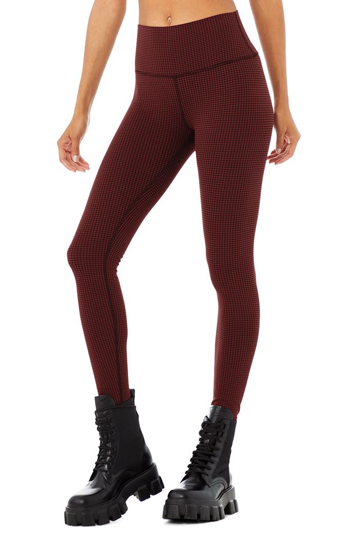 Alo Yoga High-Midja Micro Houndstooth Leggings Dam Svarta | 2569018-HG