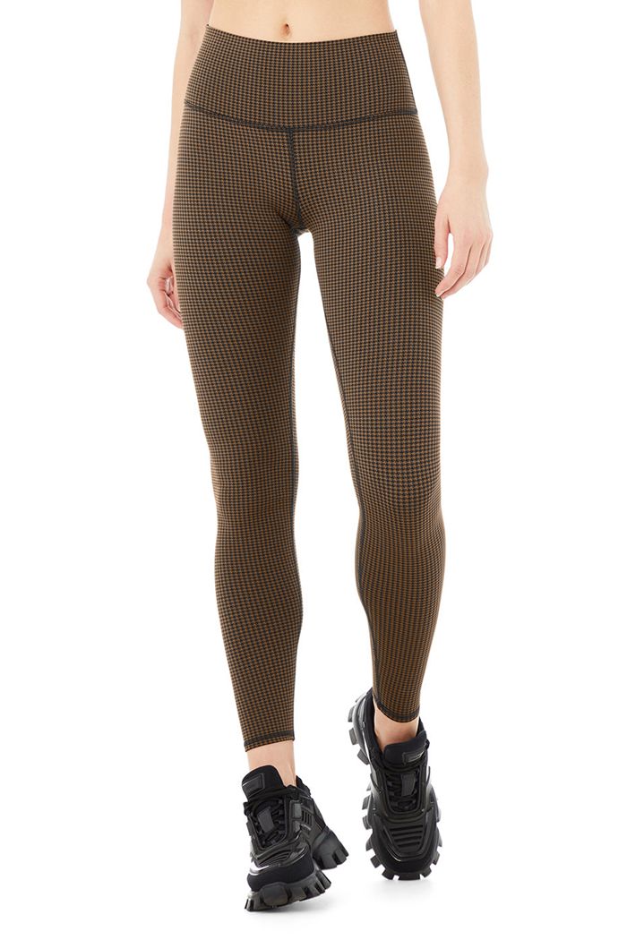 Alo Yoga High-Midja Micro Houndstooth Leggings Dam Svarta | 8357296-KI