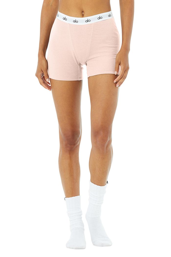 Alo Yoga Icon Ribbed Boy Short Dam Rosa Lila | 6510248-YV