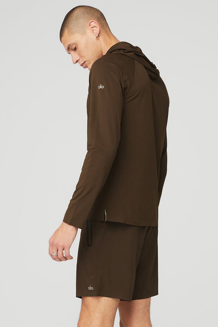 Alo Yoga Idol Hooded Runner Hoodie Herr Svarta | 3426871-DP