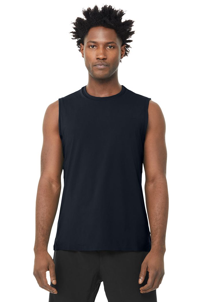 Alo Yoga Idol Performance Tank Tops Herr Marinblå | 0325619-PJ