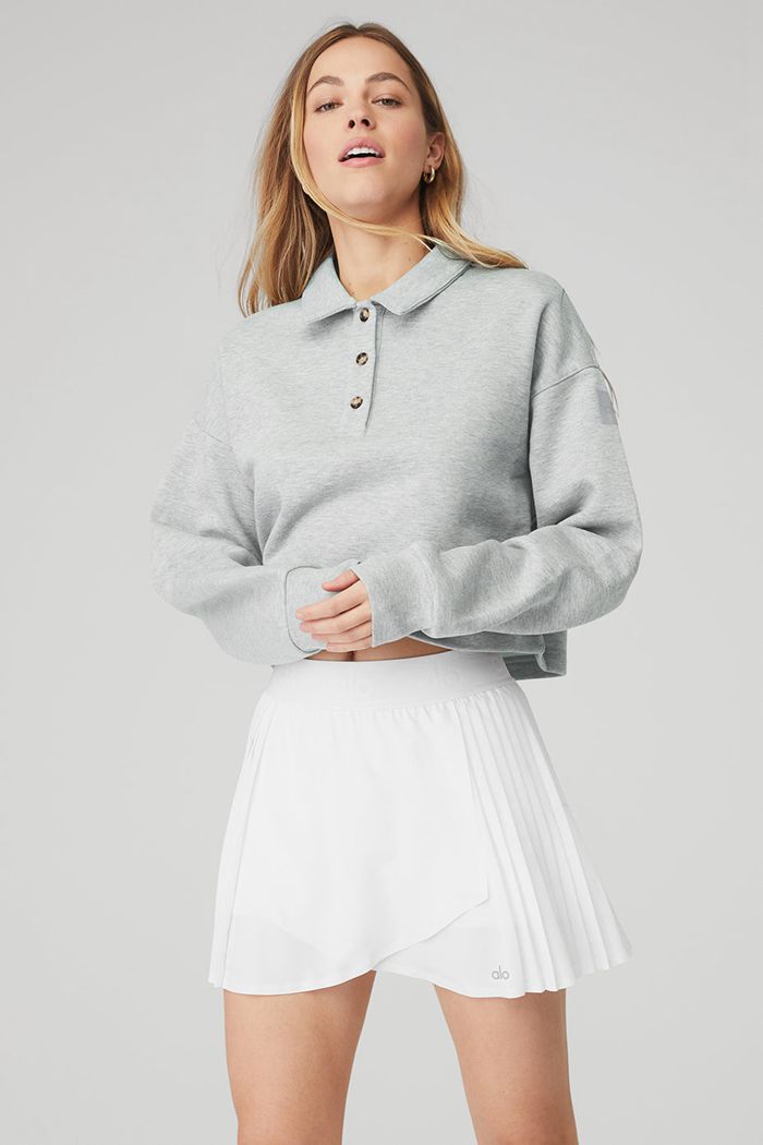 Alo Yoga Polo Henley Sweatshirt Dam Grå | 5160943-OX