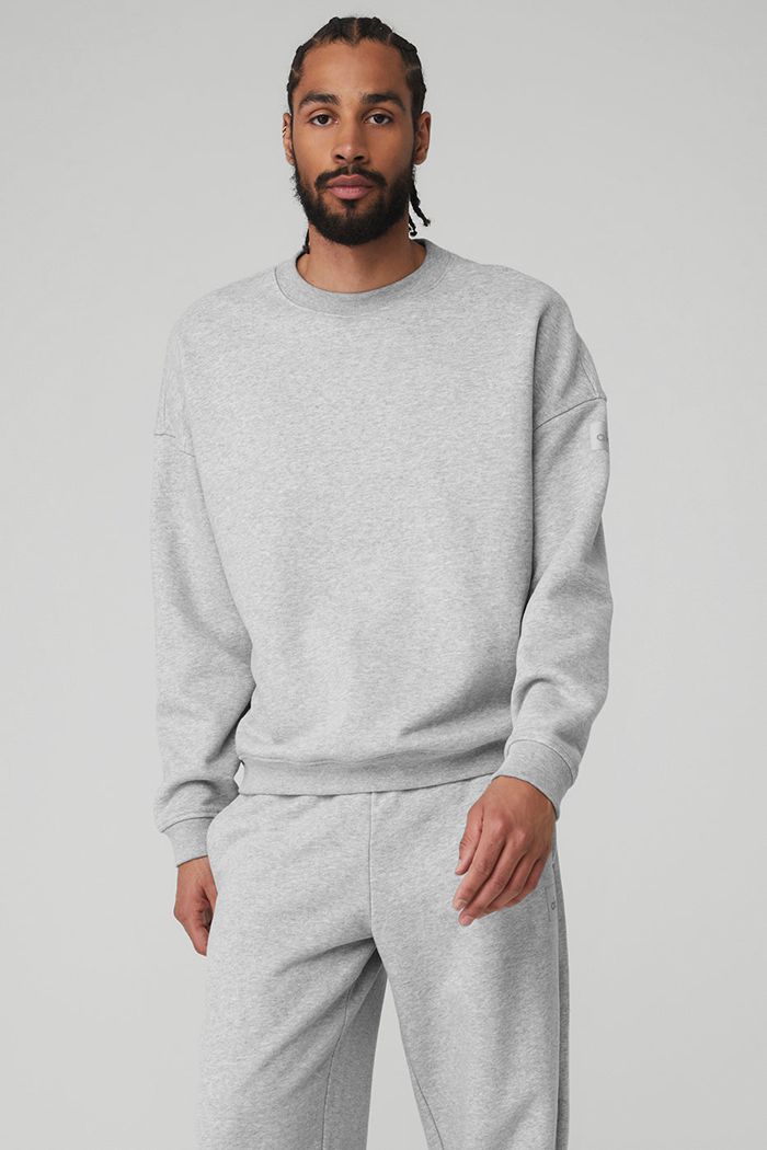 Alo Yoga Renown Crew Neck Sweatshirt Herr Grå | 1054362-NU