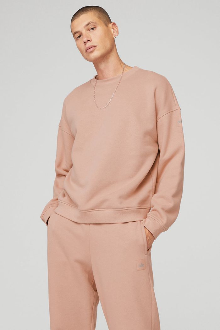 Alo Yoga Renown Crew Neck Sweatshirt Herr Rosa | 1627805-EB