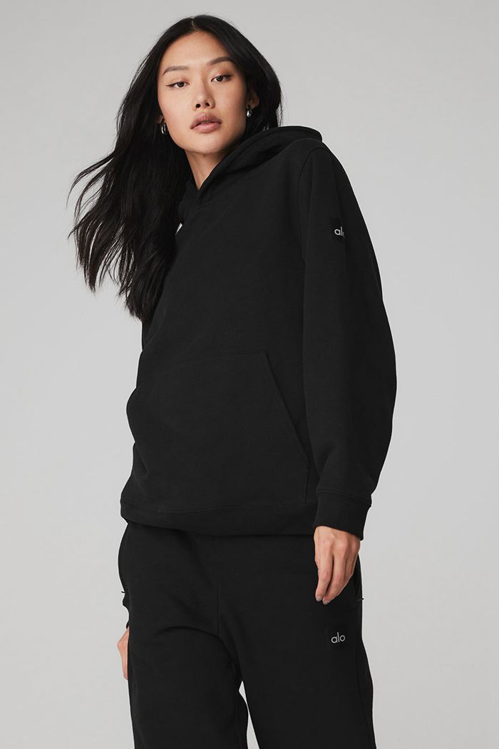 Alo Yoga Renown Hoodie Dam Svarta | 5473192-GY