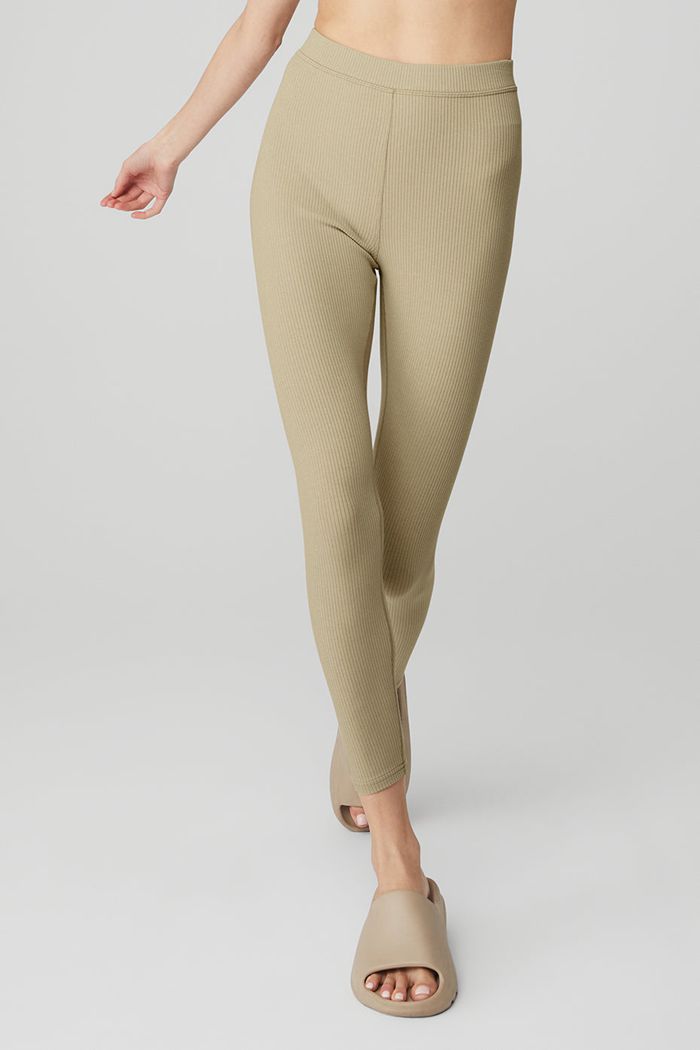 Alo Yoga Ribbed High-Midja 7/8 Blissful Leggings Dam Bruna | 4631805-GJ