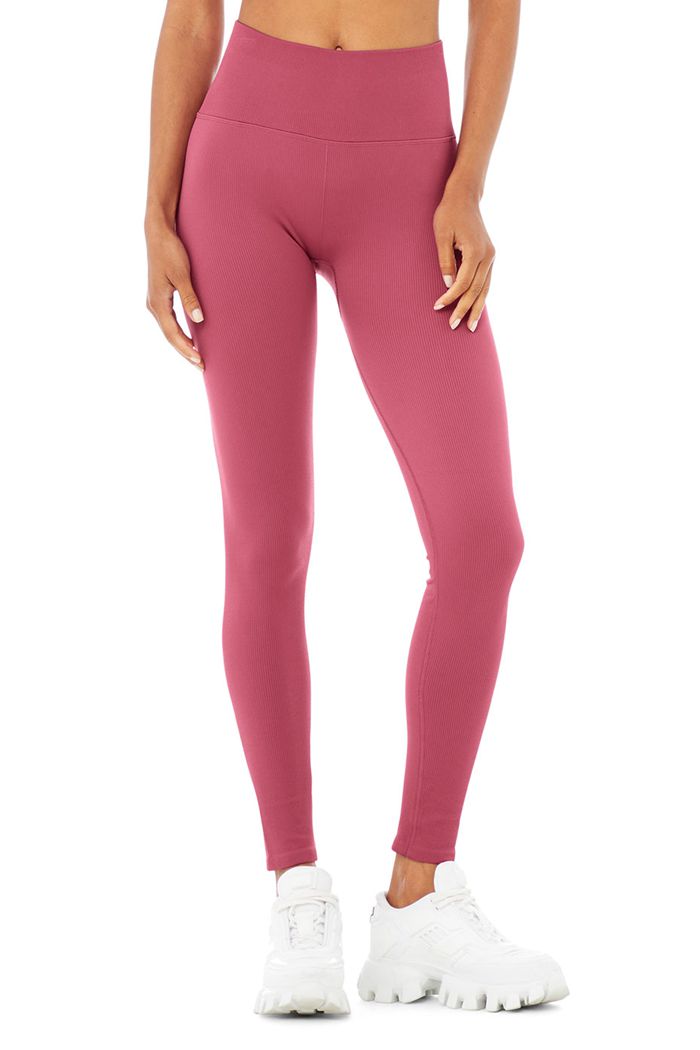 Alo Yoga Seamless High-Midja Ribbed Leggings Dam Lila | 2846179-DI