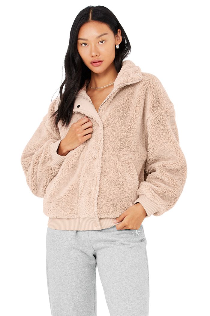 Alo Yoga Sherpa Varsity Jacka Dam Rosa | 6304127-BI