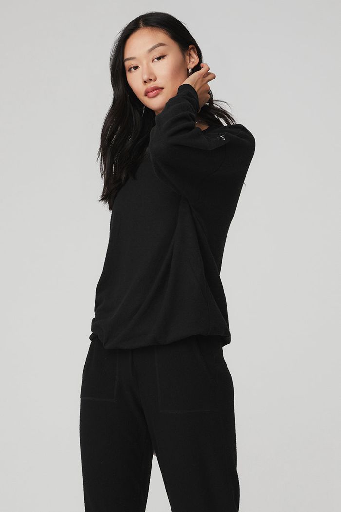 Alo Yoga Soho Sweatshirt Dam Svarta | 8769231-HL