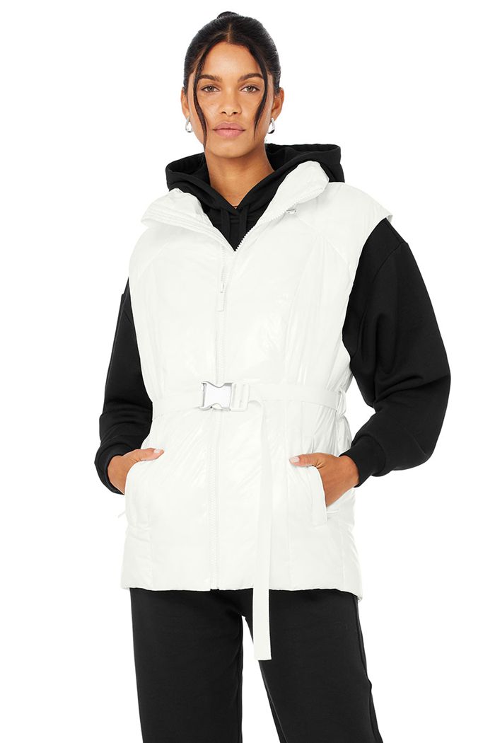 Alo Yoga Stunner Puffer Väst Dam Vita | 1325940-TB