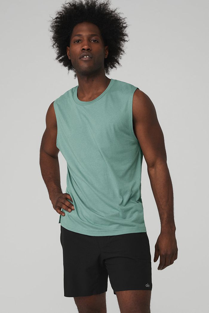 Alo Yoga The Triumph Muscle Tank Tops Herr Blå | 3587246-BG