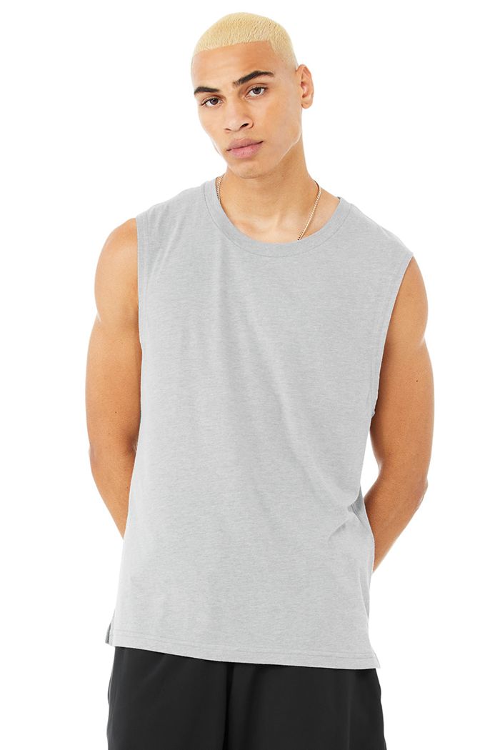 Alo Yoga The Triumph Muscle Tank Tops Herr Grå | 8519370-UX