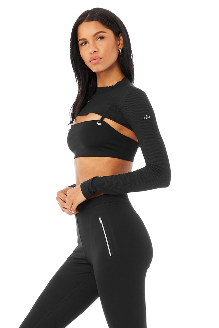 Alo Yoga Thrill Seeker Long Sleeve Dam Svarta | 6280179-JF