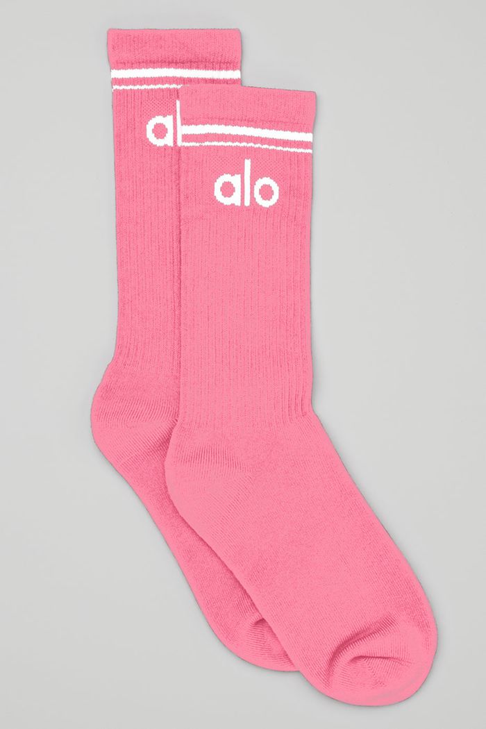 Alo Yoga Throwback Strumpor Dam Rosa Vita | 2781346-QP