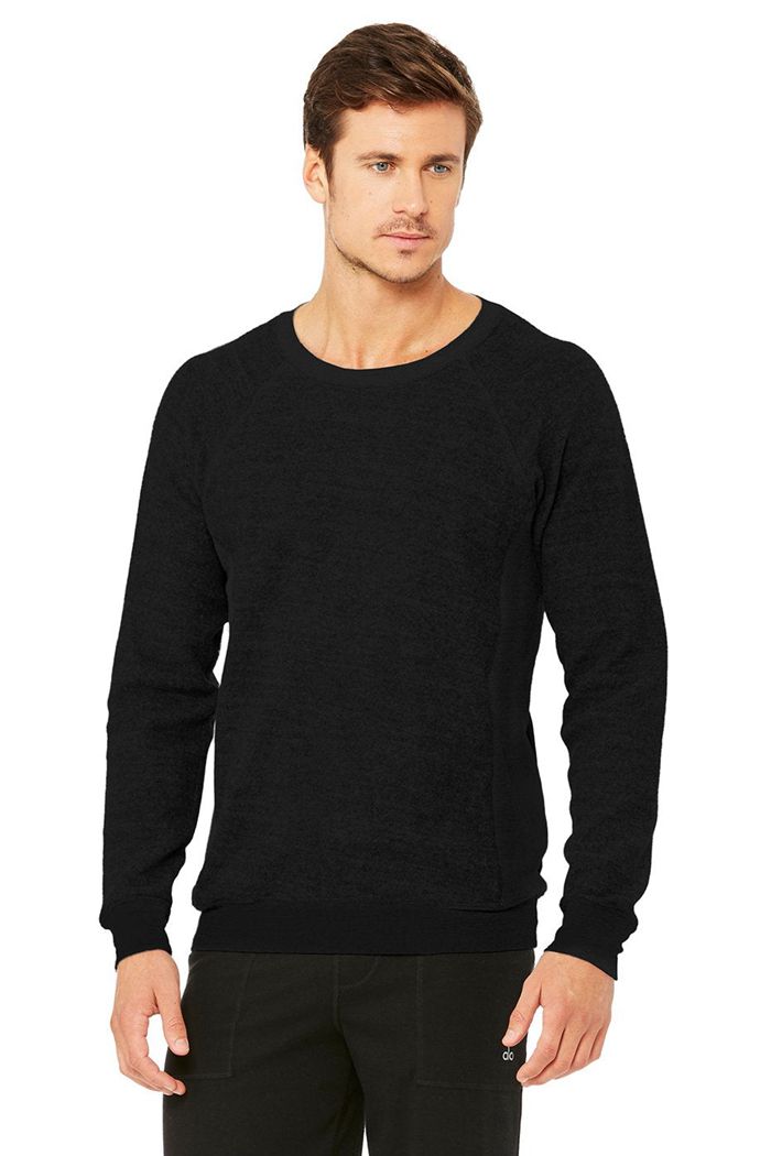 Alo Yoga Triumph Crew Neck Sweatshirt Long Sleeve Herr Svarta | 3469582-AU