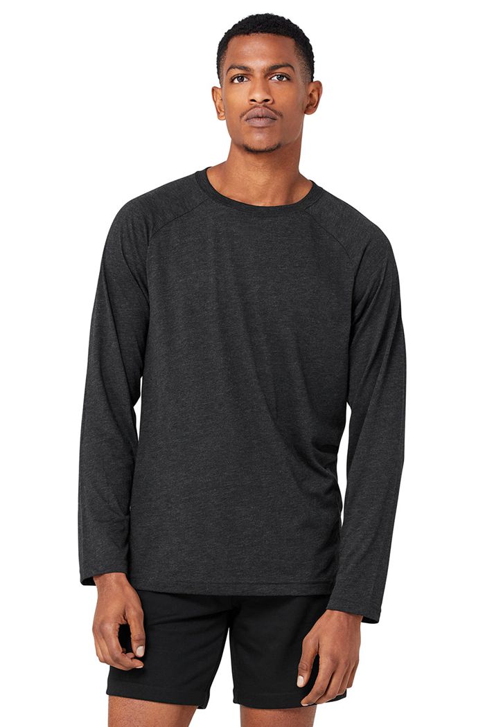 Alo Yoga Triumph Tee Long Sleeve Herr Svarta | 2907163-VN