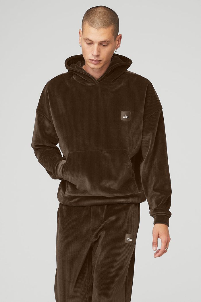 Alo Yoga Velour Baller Hoodie Herr Svarta | 5641893-LX