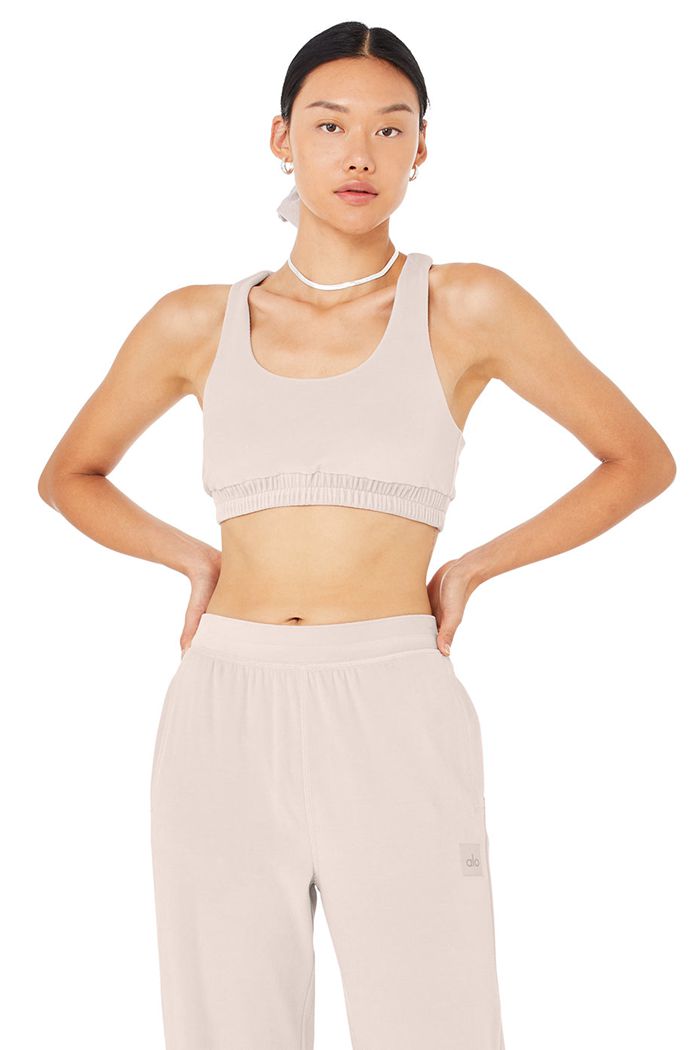 Alo Yoga Velour Glimmer Scoop Neck BH Dam Rosa | 7314962-XD