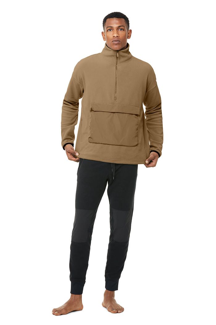 Alo Yoga 1/2 Zip Mammoth Polar Sweatshirt Herr Bruna | 3950278-DB