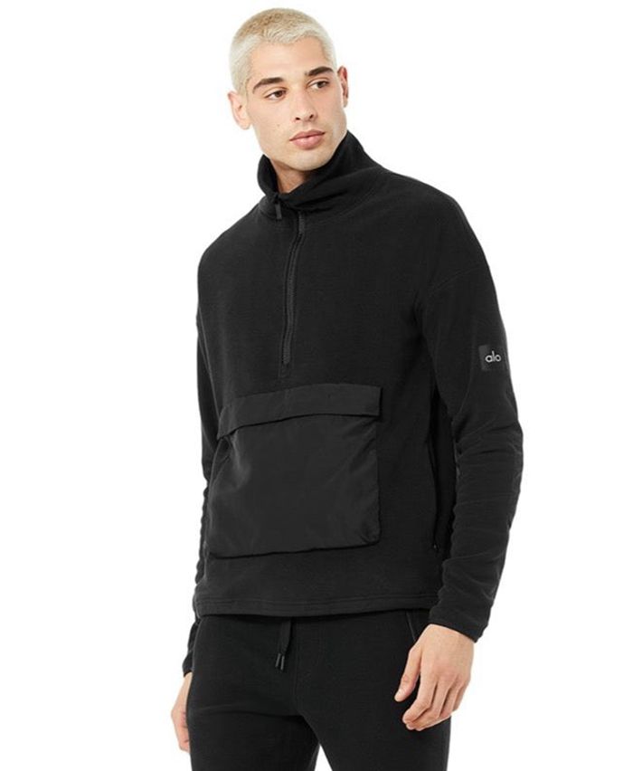 Alo Yoga 1/2 Zip Mammoth Polar Sweatshirt Herr Svarta | 8341576-NL