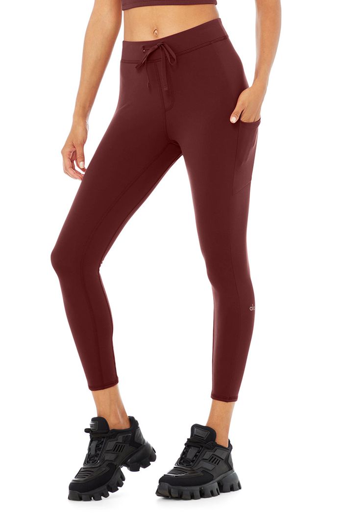 Alo Yoga 7/8 High-Midja Checkpoint Leggings Dam Röda | 9218036-JY