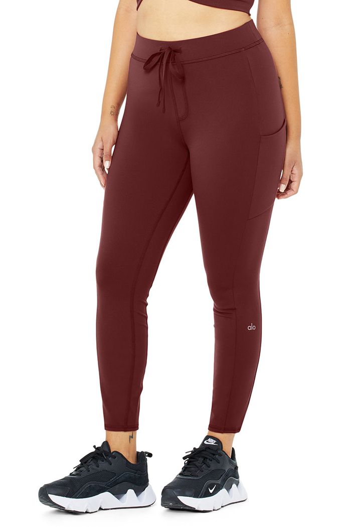 Alo Yoga 7/8 High-Midja Checkpoint Leggings Dam Röda | 9218036-JY