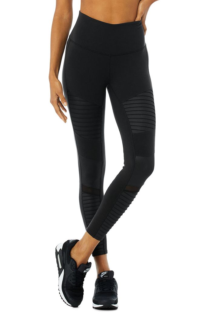 Alo Yoga 7/8 High-Midja Moto Leggings Dam Svarta | 3829016-HI