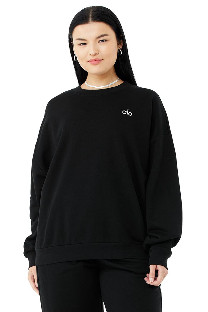 Alo Yoga Accolade Crew Neck Sweatshirt Dam Svarta | 0861792-UV