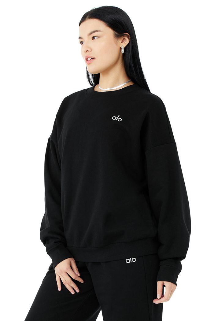 Alo Yoga Accolade Crew Neck Sweatshirt Dam Svarta | 0861792-UV