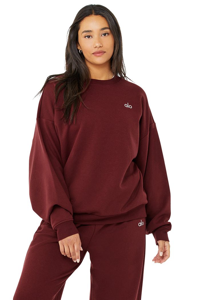 Alo Yoga Accolade Crew Neck Sweatshirt Dam Röda | 7360948-PW