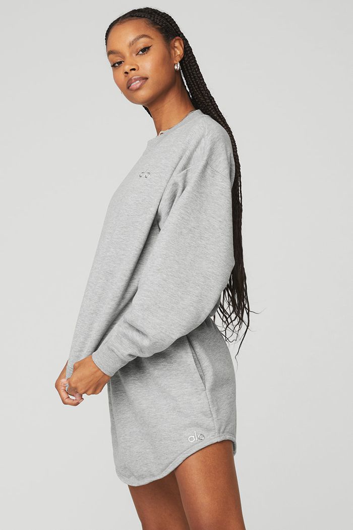 Alo Yoga Accolade Crew Neck Sweatshirt Dam Grå | 7485963-TL