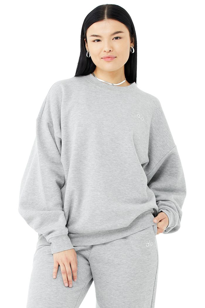 Alo Yoga Accolade Crew Neck Sweatshirt Dam Grå | 7485963-TL