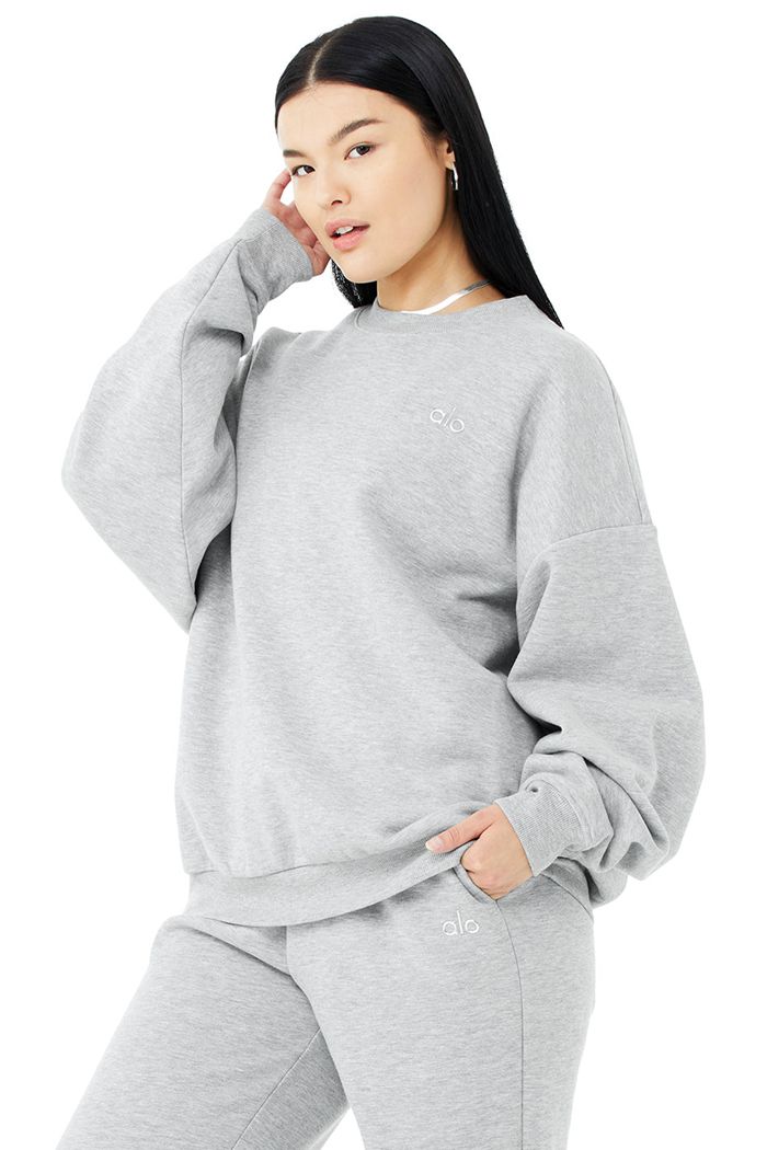 Alo Yoga Accolade Crew Neck Sweatshirt Dam Grå | 7485963-TL