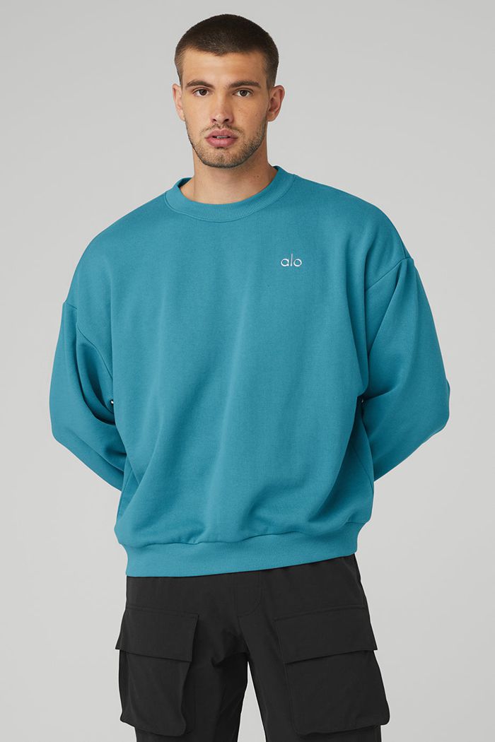 Alo Yoga Accolade Crew Neck Sweatshirt Herr Blå | 1624873-JD