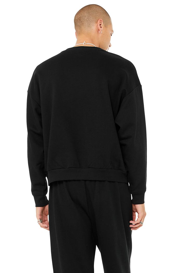 Alo Yoga Accolade Crew Neck Sweatshirt Herr Svarta | 2578934-PE