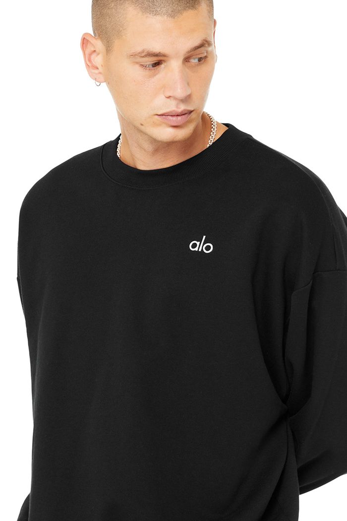 Alo Yoga Accolade Crew Neck Sweatshirt Herr Svarta | 2578934-PE